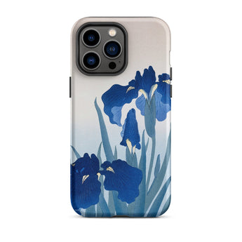 Iris Flowers - Ohara Koson Iphone Case, 14 Pro Max / Matte, Blue Iris Flower Phone Case