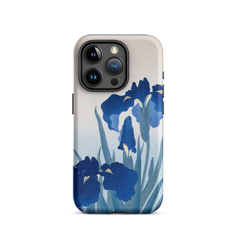 Iris Flowers - Ohara Koson Iphone Case, 15 Pro / Matte, Blue Iris Flower Phone Case