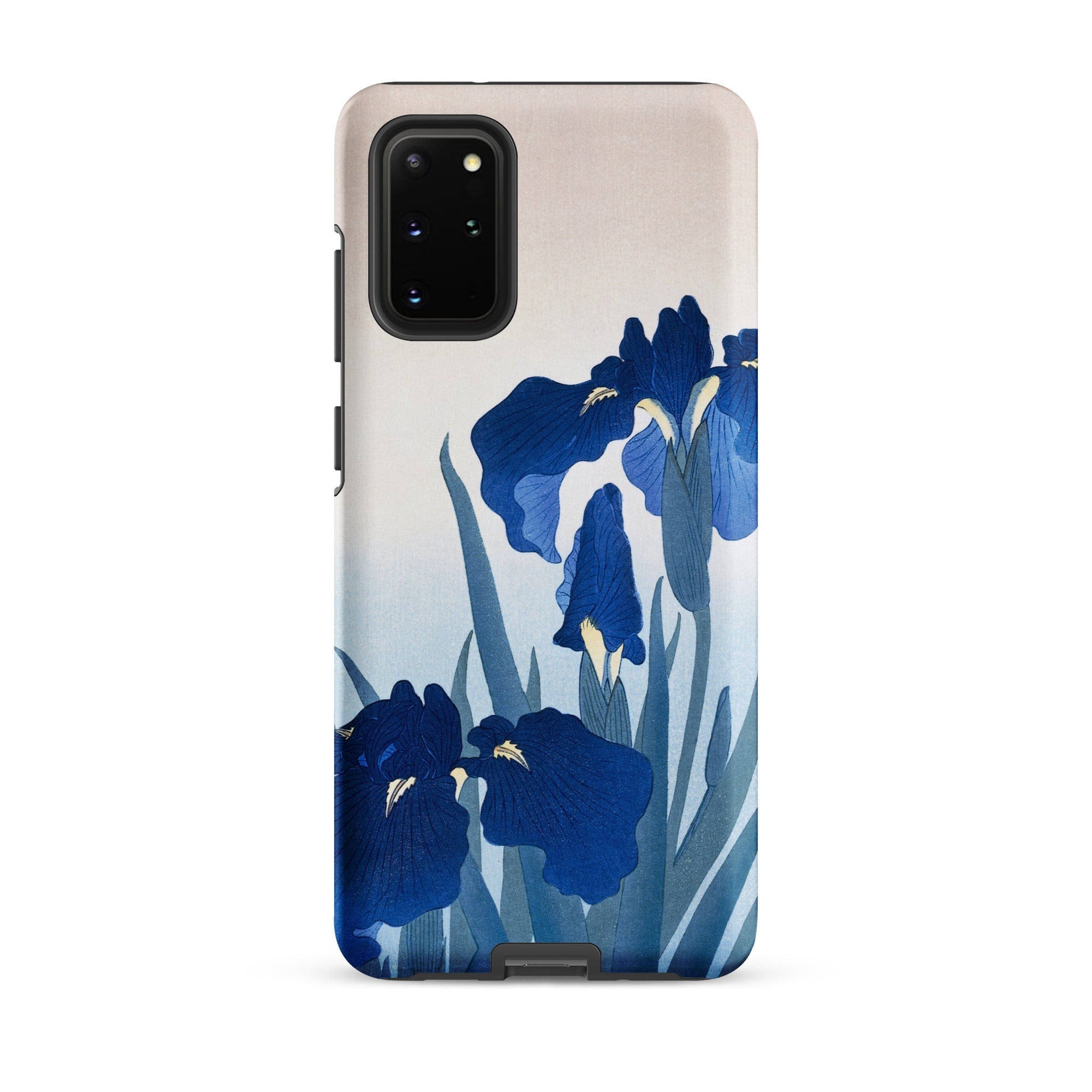 Iris Flowers Ohara Koson Samsung Case, Galaxy S20 Plus / Matte, White Smartphone Case Blue Iris Flower Design