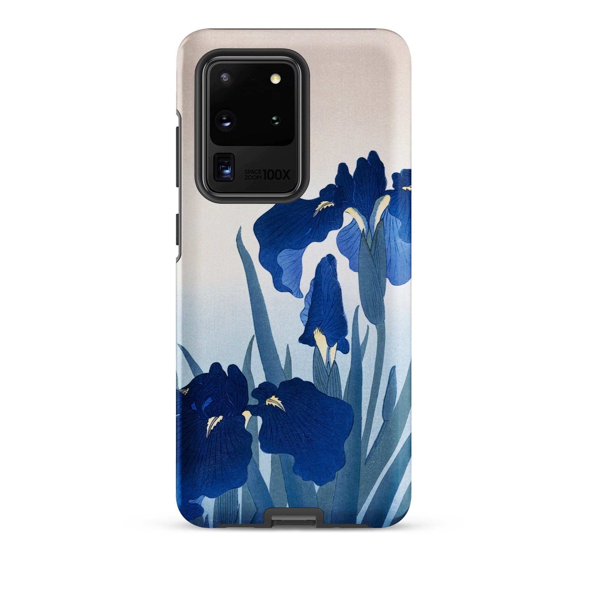 Iris Flowers Ohara Koson Samsung Case, Galaxy S20 Ultra / Matte, White Phone Case Blue Iris Flower Design