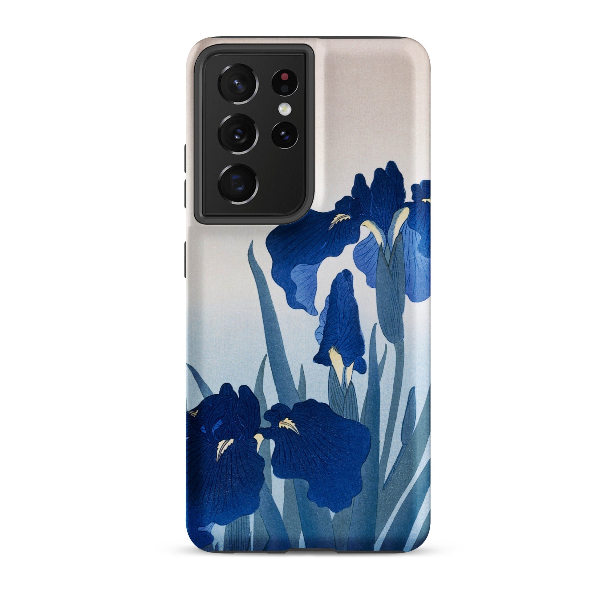 Iris Flowers Ohara Koson Samsung Case, Galaxy S21 Ultra / Matte, White Smartphone Blue Floral Design Case