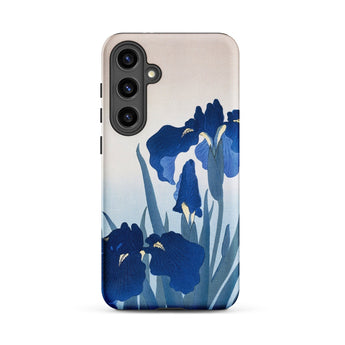 Iris Flowers - Ohara Koson Samsung Case, Galaxy S24 Plus / Matte, Smartphone Light-colored Case Blue Iris Flower Design