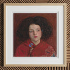 Irish Girl - Ford Madox Brown Art Print, 12x12’’ / 31x31cm / Natural Frame, Framed Portrait Painting Young Girl Dark Curly Hair