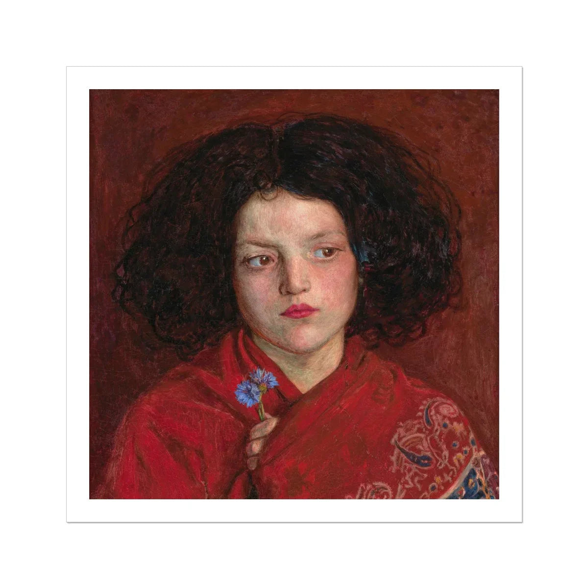 Irish Girl Ford Madox Brown Art Print, 30x30’’ / 76x76vm / Unframed, Painting Girl Flower
