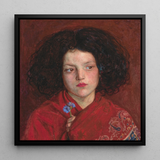 Irish Girl - Ford Madox Brown Art Print / Canvas, 12x12’’ / 31x31cm / Black Frame, Posters Prints & Visual Artwork, Toby Leon