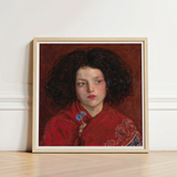 Irish Girl - Ford Madox Brown Art Print / Canvas Framed Oil Painting Young Dark Curly Hair, Florid Cheek Prints