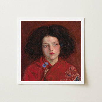 Irish Girl - Ford Madox Brown Art Print / Canvas Framed Reproduction Classical Portrait Young Dark Curly, Florid Cheek Prints