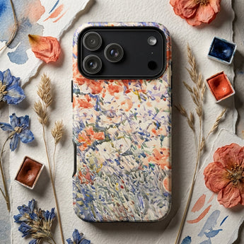 The Island Garden - Childe Hassam Phone Case Floral-patterned Soft Watercolor Hues Orange Blue, Appledore Mobile Cases