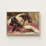 Framed Oil Painting Nude Figure Draped Red Fabric Italian Model, Male, Time Sargent Made, Gilded Age Offered, Reclining, Sojourn Work