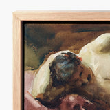 Rustic Wooden-framed Canvas Print Impressionistic Painting Dark Textured Italian Model, Male Nude, Time Sargent Made, Gilded Age Offered,
