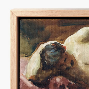 Rustic Wooden-framed Canvas Print Impressionistic Painting Dark Textured Italian Model, Male Nude, Time Sargent Made, Gilded Age Offered,