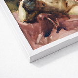 Framed Abstract Watercolor Painting Earthy Tones Brown Beige Italian Model, Male Nude, Time Sargent Made, Gilded Age Offered, Reclining,