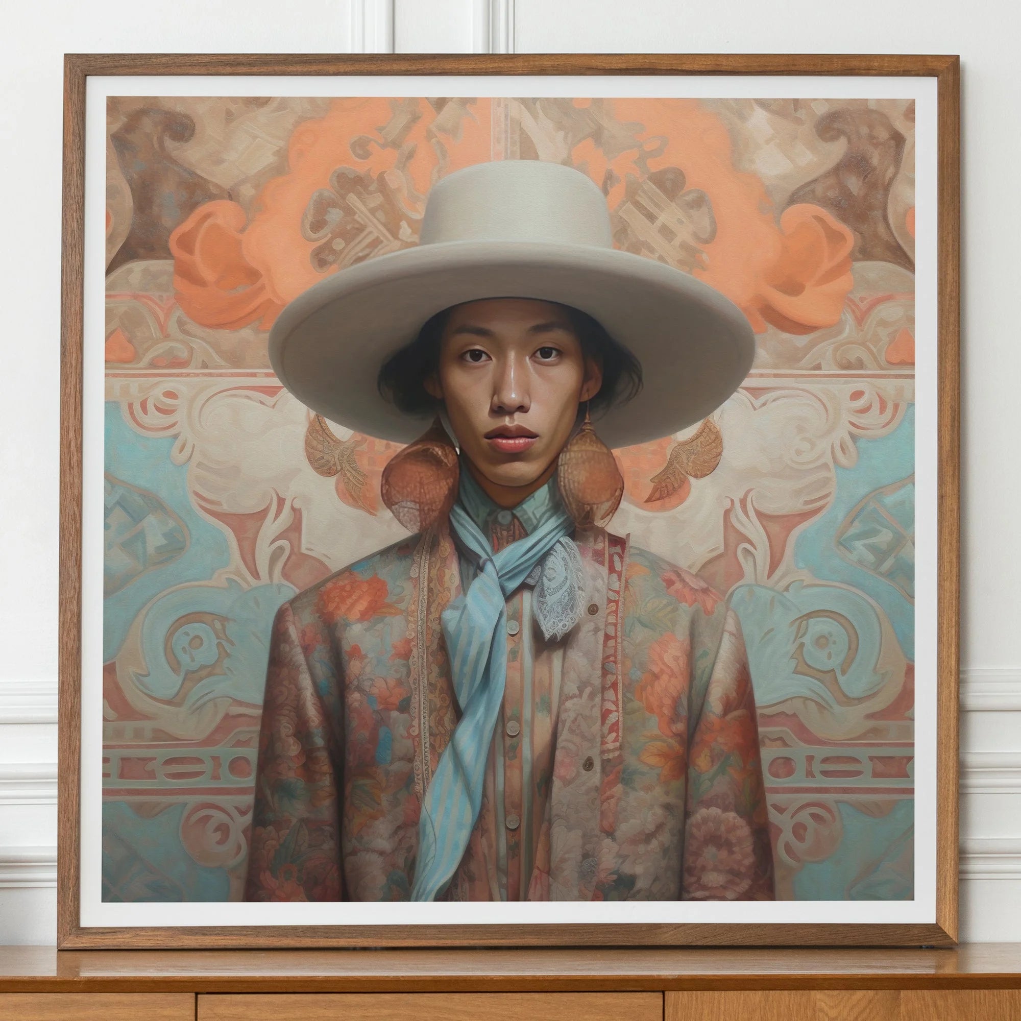 Iyaan - Gay Malay Asian Cowboy Dandy Art Print - 30’x30’ - Posters Prints & Visual Artwork - Aesthetic Art