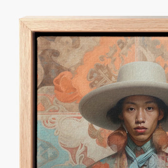 Iyaan - Gay Malay Cowboy Dandy Art Print / Canvas Framed Portrait Person Wide-brimmed Light Gray Elegant Malaysian Outlaw’s, Spirit’s