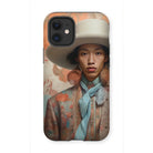 Iyaan - Gay Malay Cowboy Iphone Case, 12 Mini / Matte, Phone Case Portrait Person Wide-brimmed Hat Floral-patterned Clothing