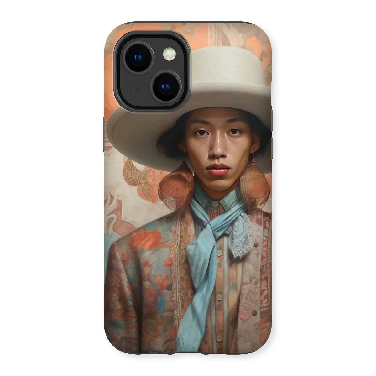 Iyaan - Gay Malay Cowboy Iphone Case, 14 Plus / Matte, Phone Case Portrait Person Wide-brimmed Hat Patterned Jacket