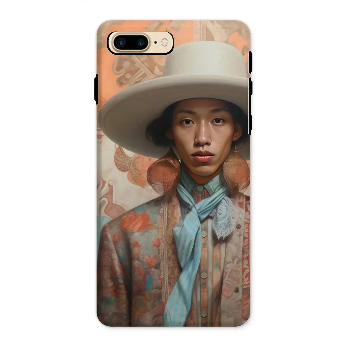 Iyaan - Gay Malay Cowboy Iphone Case, 8 Plus / Matte, Phone Case Portrait Person Wide-brimmed Hat Blue Scarf