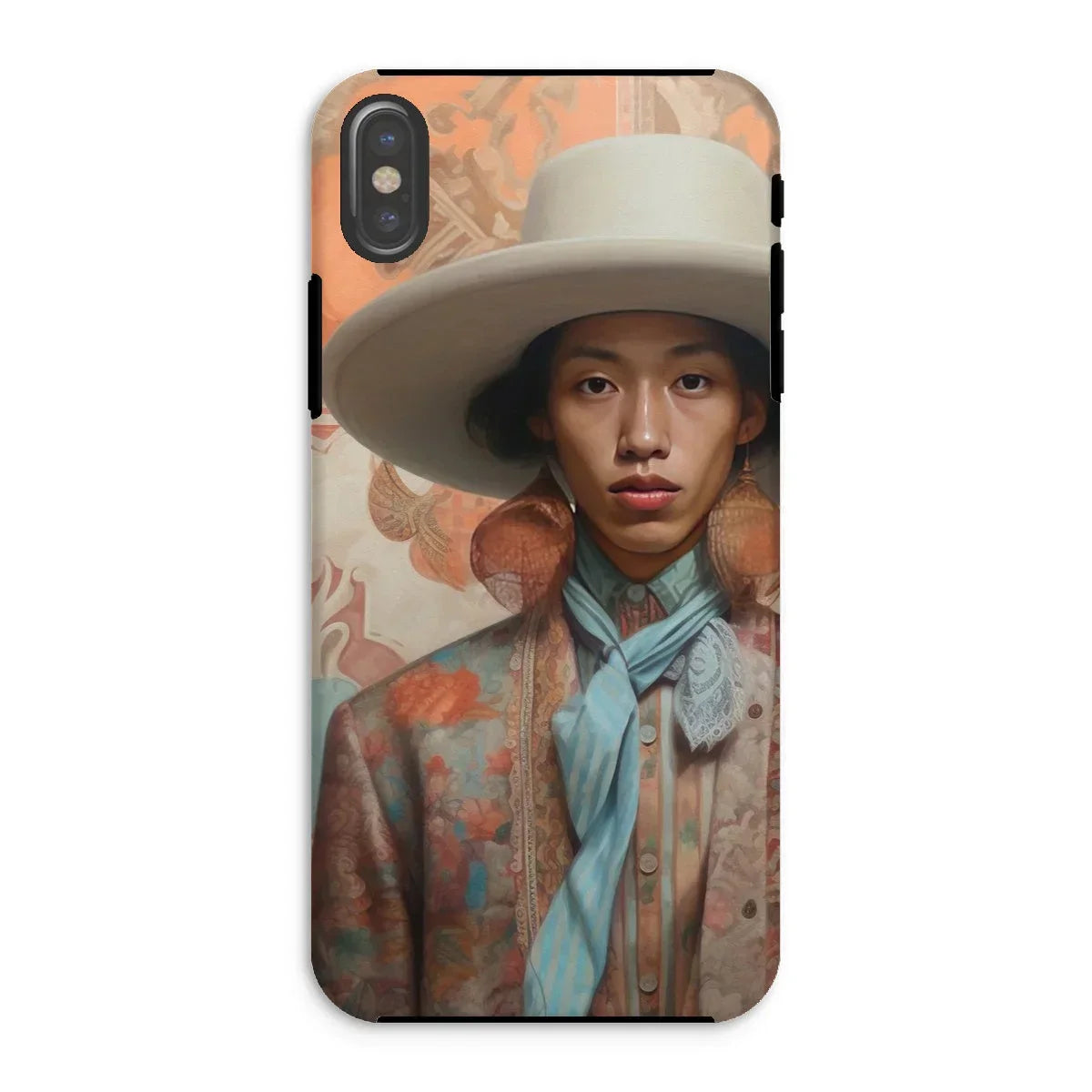 Iyaan - Gay Malay Cowboy Iphone Case, Xs / Matte, Phone Case Portrait Person Wide-brimmed Hat Blue Scarf