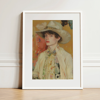 Jacob - Queer Couture Cowboy Art Print / Canvas, 12x16’’ / 31x41cm / White Frame / Matboard, Posters Prints & Visual Artwork, Toby Leon