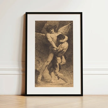 Jacob Wrestling with the Angel - Leon Bonnat Art Print / Canvas, Prints