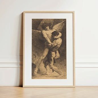 Jacob Wrestling with the Angel - Leon Bonnat Art Print / Canvas, Prints