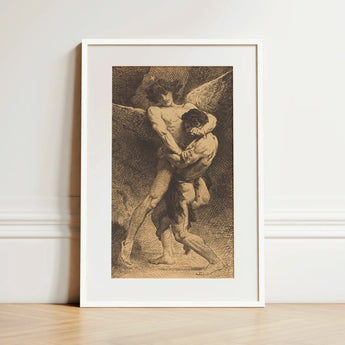Jacob Wrestling with the Angel - Leon Bonnat Art Print / Canvas, Prints