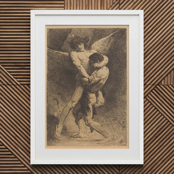 Jacob Wrestling with the Angel - Leon Bonnat Art Print / Canvas, Prints