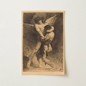 Jacob Wrestling with the Angel - Leon Bonnat Art Print / Canvas, Prints