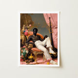 Jacques - Gay Black Sailor Dandy Art Print / Canvas Framed Man White Trousers Gold, Reclines Prints