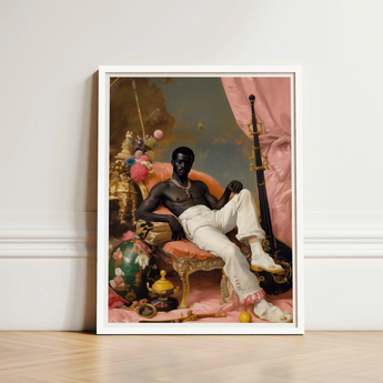 Framed Portrait Black Man Ornate Chair Adorned Gold Gay Sailor, Dandy, Jacques Reclines