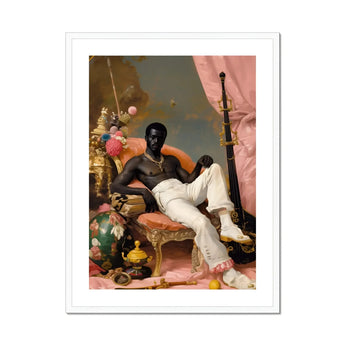 Jacques - Gay Black Sailor Dandy Art Print, Figure White Pants Orange Ornate Chaise