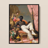 Jacques - Gay Black Sailor Dandy Framed Canvas, 12x16’’ / 31x41cm / Floating Frame, Framed Portrait Man Repose