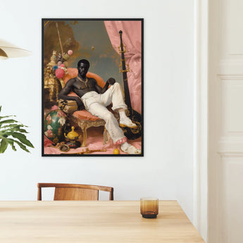 Jacques - Gay Black Sailor Dandy Framed Canvas, Framed Portrait Man White