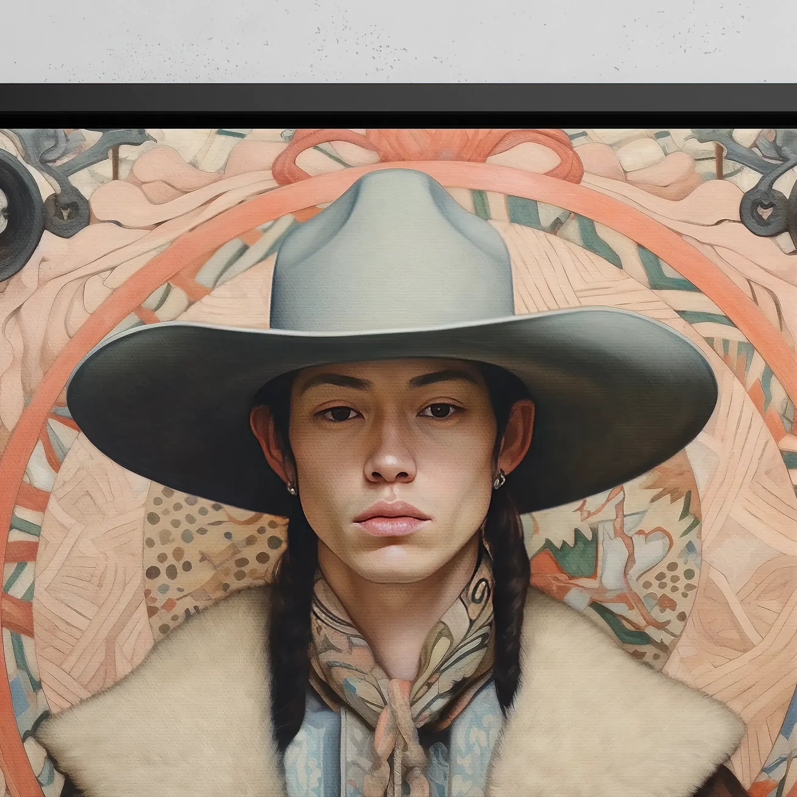 Jacy - Gay Cowboy Framed Canvas - Native American Queerart - Posters Prints & Visual Artwork - Aesthetic Art