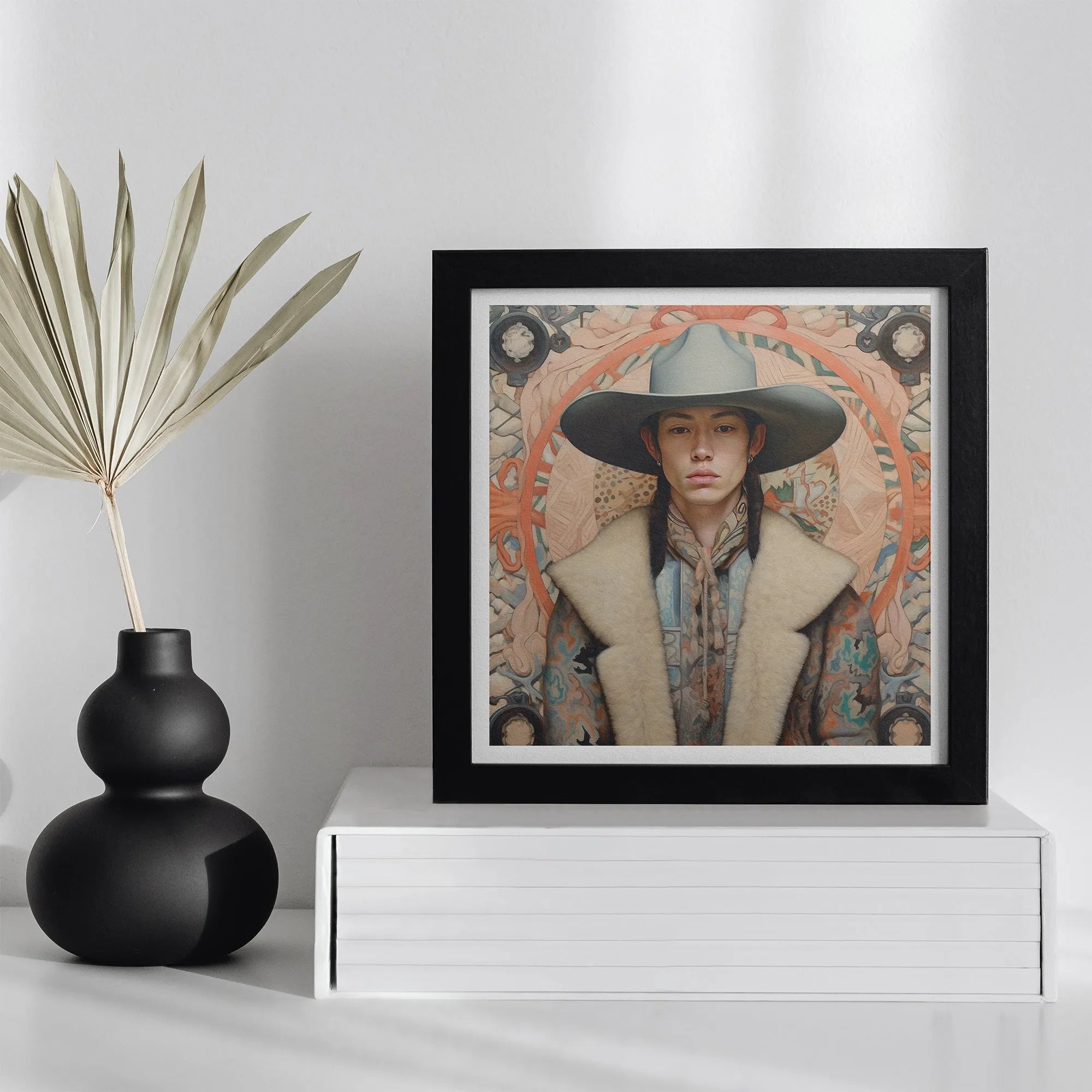 Jacy - Gay Native American Cowboy Art Print - Queerart Dandy - 16’x16’ - Posters Prints & Visual Artwork - Aesthetic Art