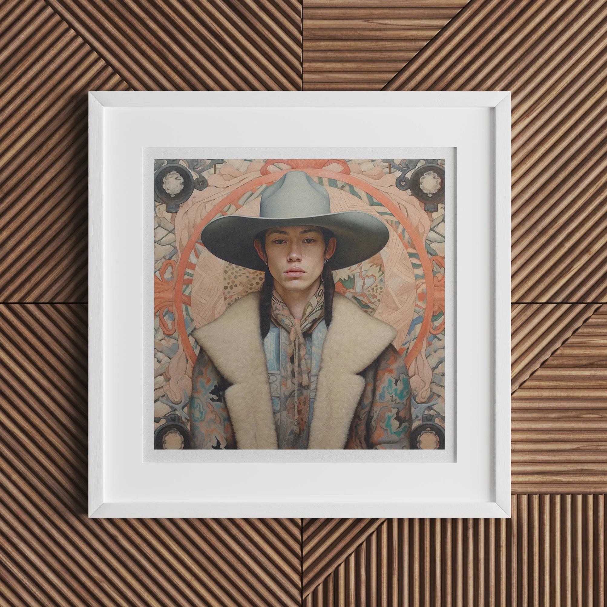 Jacy - Gay Native American Cowboy Art Print - Queerart Dandy - 20’x20’ - Posters Prints & Visual Artwork - Aesthetic Art