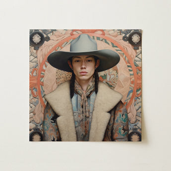 Jacy - Native American Gay Cowboy Art Print / Canvas, Dandy Gay Cowboy, Gay Native American, Native American Cowboy