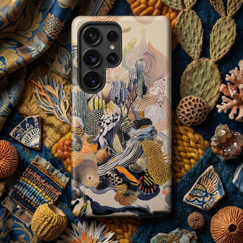 Jamboree - Surreal Desert Cacti Art Phone Case Beige Phone Case Vibrant Detailed Illustration Cacti Desert Surreal Cacti, Art Iphone Case,