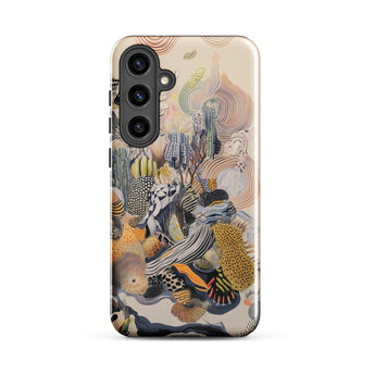 Jamboree - Surreal Desert Cacti Art Phone Case Samsung Galaxy S24 Plus / Gloss Beige Phone Case Intricate Abstract Illustration Stylized