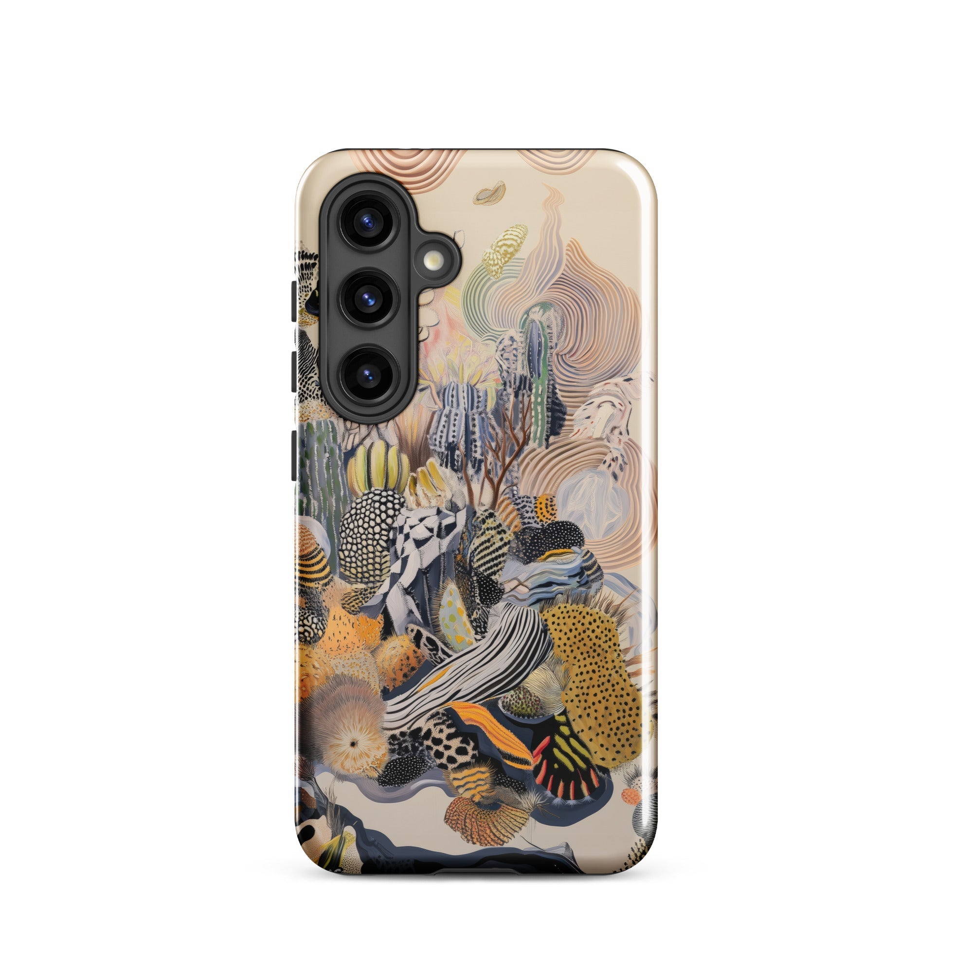 Jamboree Surreal Desert Cacti Art Samsung Case, Galaxy S24 / Gloss, Smartphone Case Abstract Colorful Wavy Pattern