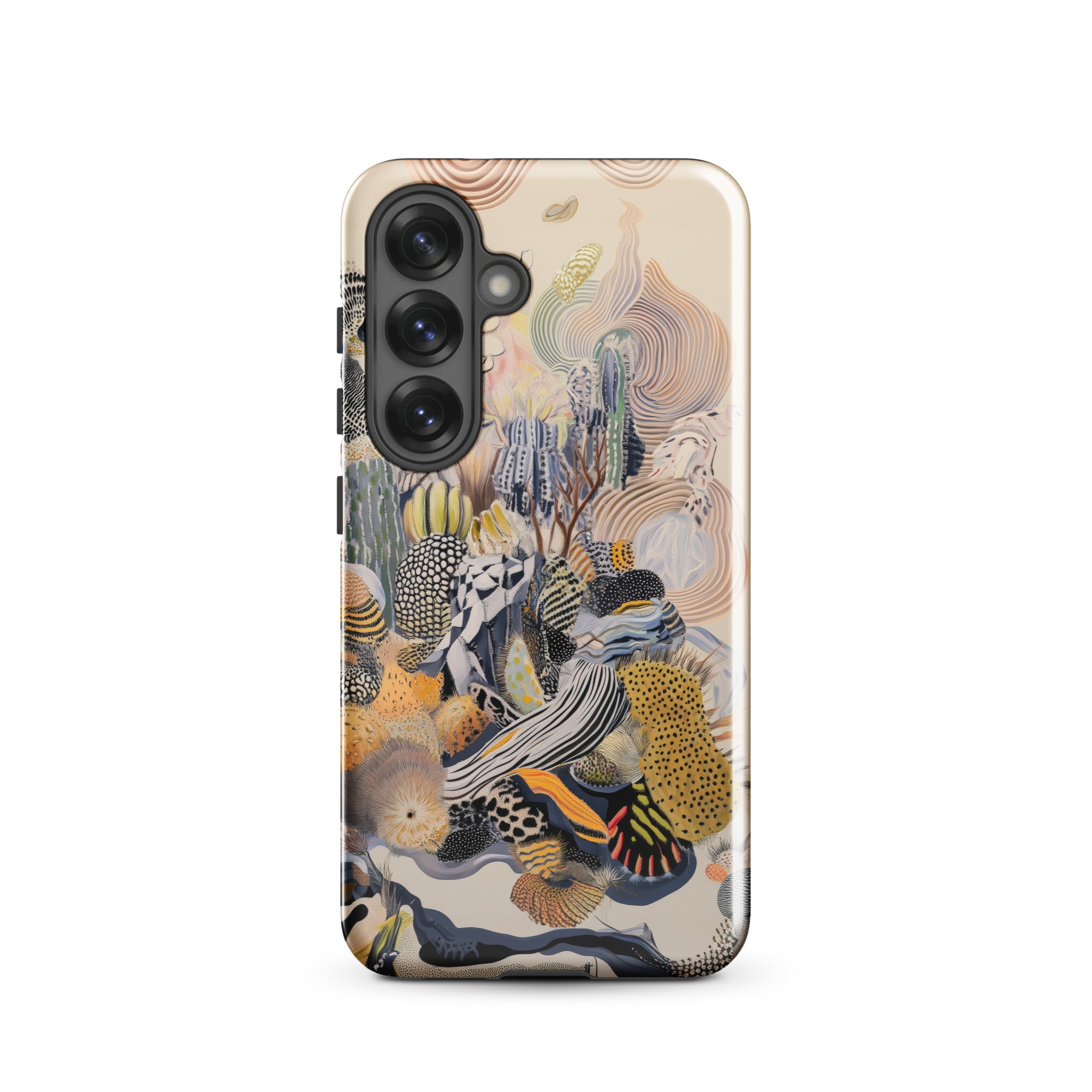 Jamboree Surreal Desert Cacti Art Samsung Case, Galaxy S25 / Gloss, Phone Case Vibrant Abstract Organic Pattern