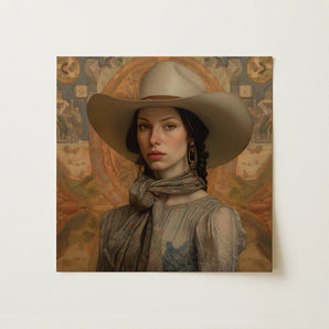Jamie - Femme Lesbian Cowgirl Art Print / Canvas, 12x12’’ / 31x31cm / Unframed / no Border, Posters Prints & Visual Artwork, Toby Leon