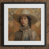 Jamie - Femme Lesbian Cowgirl Art Print / Canvas Cowboy Hat Wide Brim Light Brown Color Made Elegant Outlaw Reminding, Cowgirl Spirit’s