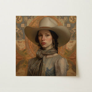 Jamie - Femme Lesbian Cowgirl Art Print / Canvas, Elegant Outlaw Reminding, Cowgirl Spirit’s Queer, Vintage Femme Lesbian