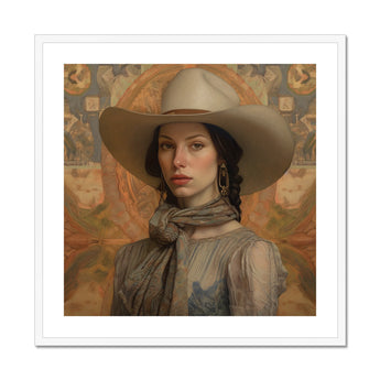 Jamie - Femme Lesbian Cowgirl Art Print, Framed Portrait Woman Cowboy Hat
