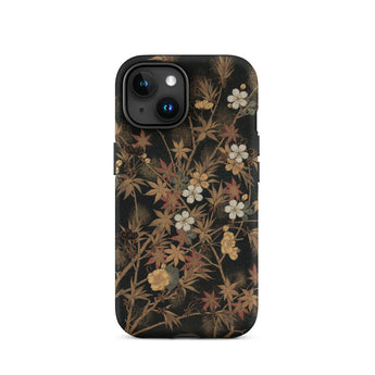 Japanese Autumn Flowers - G.a. Audsley Phone Case Iphone 15 / Matte Floral Patterned Phone Case Japanese Autumn Flowers, George Ashdown