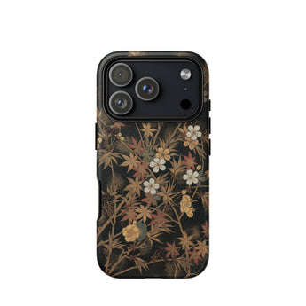 Japanese Autumn Flowers - G.a. Audsley Phone Case Iphone 17 Pro / Matte Black Floral Phone Case Three Camera Lenses Matte Japanese Autumn