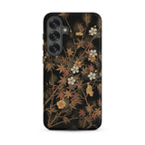 Japanese Autumn Flowers - G.a. Audsley Phone Case Samsung Galaxy S25 Plus / Matte Black Phone Case Adorned Delicate Pattern White Yellow