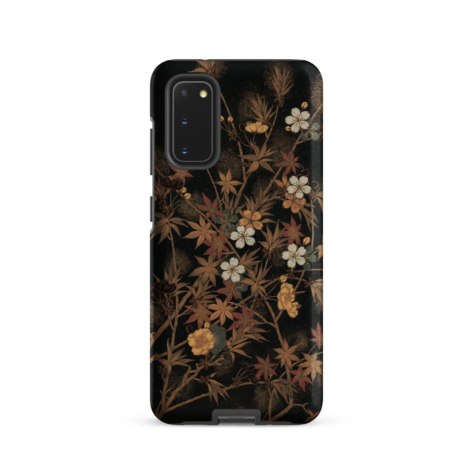 Japanese Autumn Flowers G.a. Audsley Samsung Case, Galaxy S20 / Matte, Black Smartphone Case Adorned Vibrant Floral Botanical Pattern
