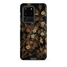 Japanese Autumn Flowers G.a. Audsley Samsung Case, Galaxy S20 Ultra / Matte, Black Smartphone Case Dark Floral Pattern Brown Leaves